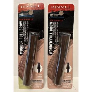 2X Rimmel London Wonder Full Brow Mascara 002 Medium Brown New In Package